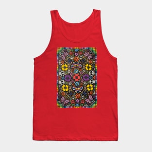 Flower, Skull and Butterfly Motif Tank Top